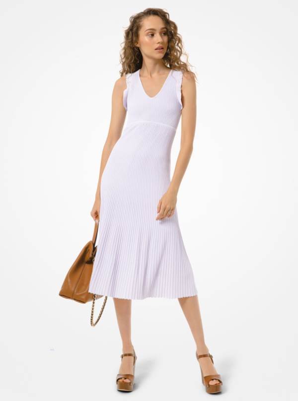 Damske Saty Michael Kors Ribbed Stretch Viscose Ruffle-Trim Lavendel - Oblecenie Michael Kors Sleva | UNTKV-1429